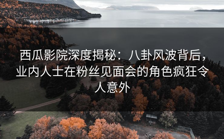 西瓜影院深度揭秘：八卦风波背后，业内人士在粉丝见面会的角色疯狂令人意外
