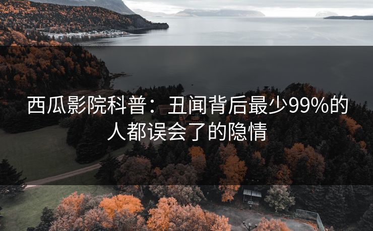 西瓜影院科普：丑闻背后最少99%的人都误会了的隐情