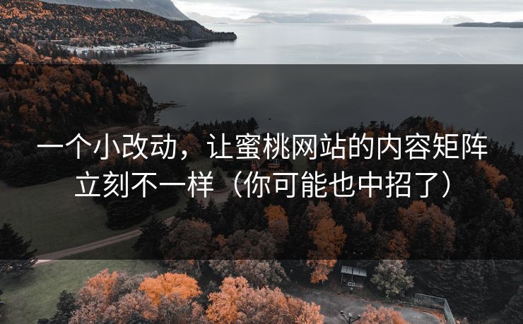 一个小改动，让蜜桃网站的内容矩阵立刻不一样（你可能也中招了）